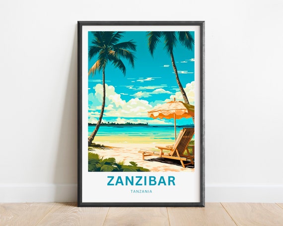 Zanzibar Travel Print Zanzibar Poster Tanzania Wall Art Framed Present Gift Tanzania Present