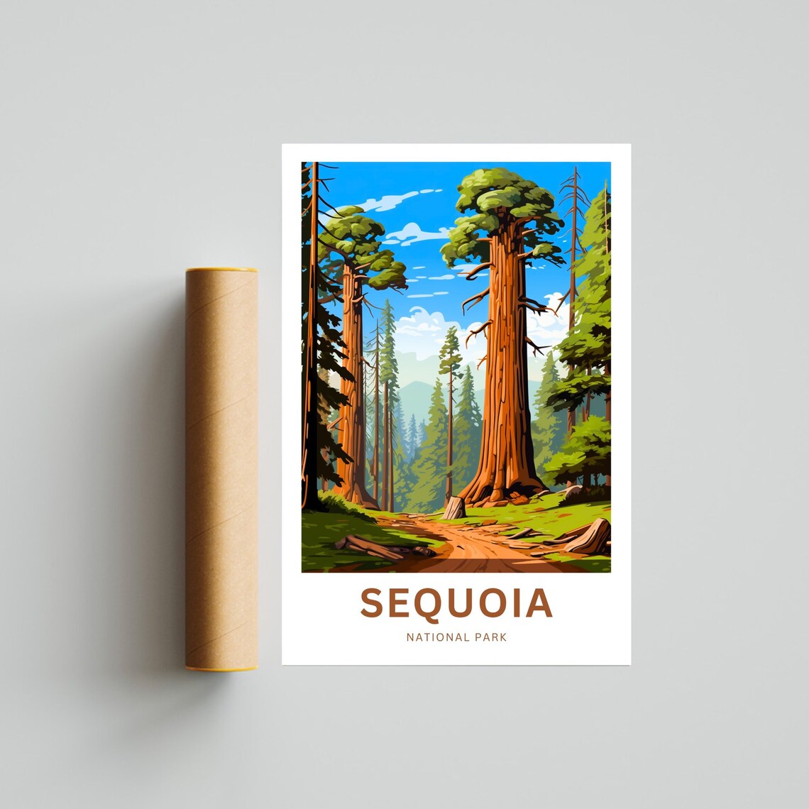 Sequoia National Park Giant Sequoia Trees Forest Path Vintage Travel Poster - Image 4