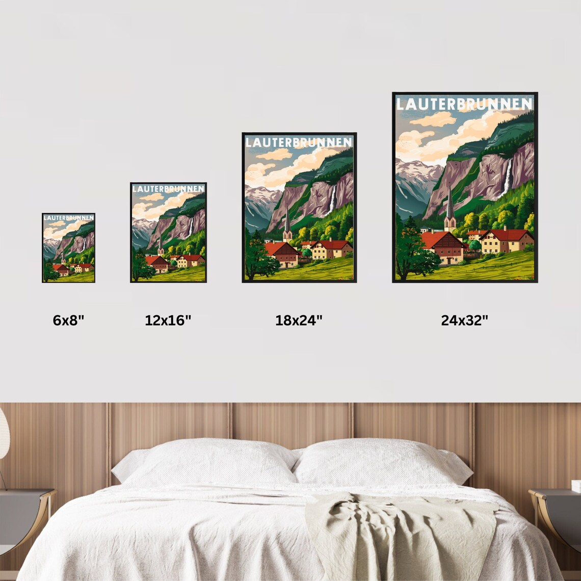 Lauterbrunnen Switzerland Vintage Valley Waterfall Travel Poster - Image 4