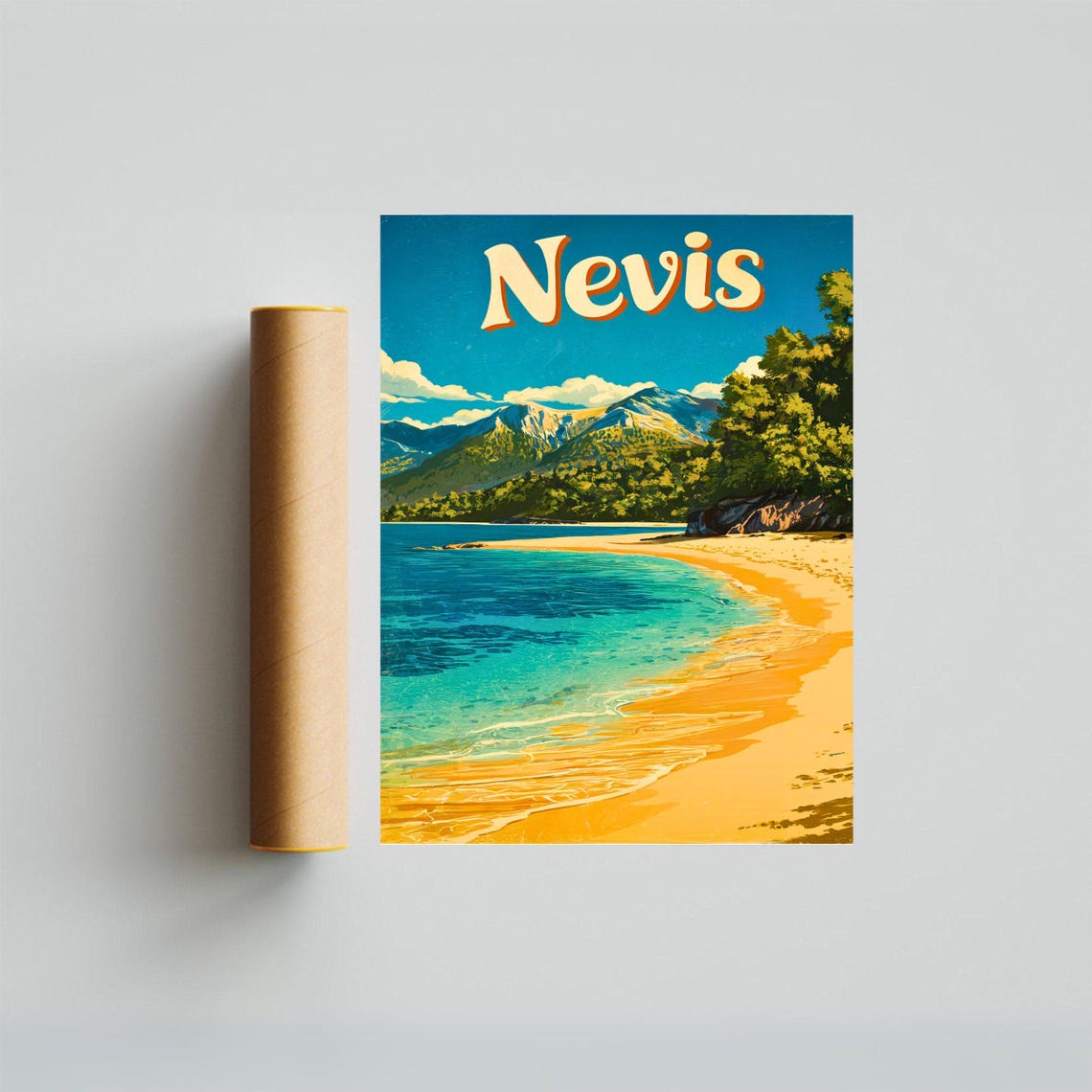 Nevis Vintage Travel Poster Nevis Print Caribbean Wall Art Framed Gift Caribbean Island Present - Image 3