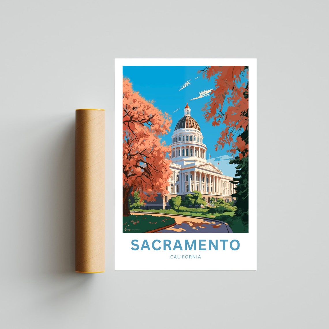Sacramento California State Capitol Autumn Colors Personalized Poster - Image 4