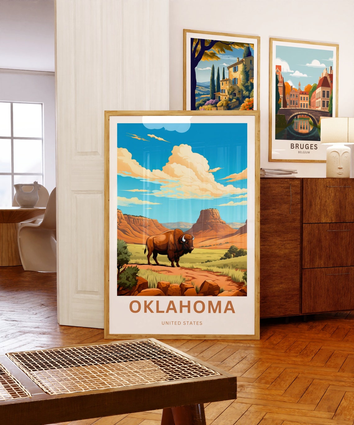 Personalized Oklahoma Bison Prairie United States Custom Poster - Image 5