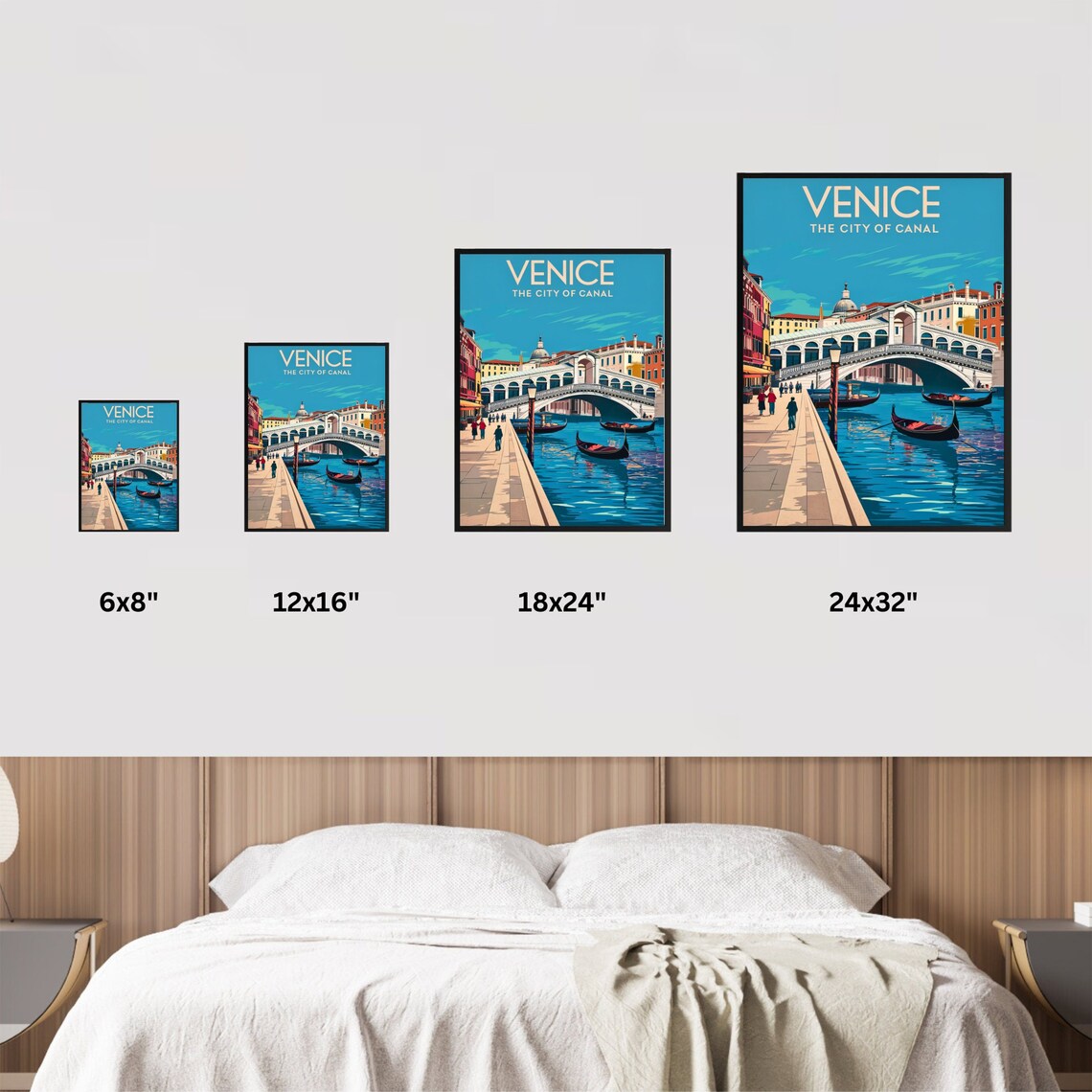 Venice Italy Rialto Bridge Gondola Canal Vintage Travel Poster - Image 4