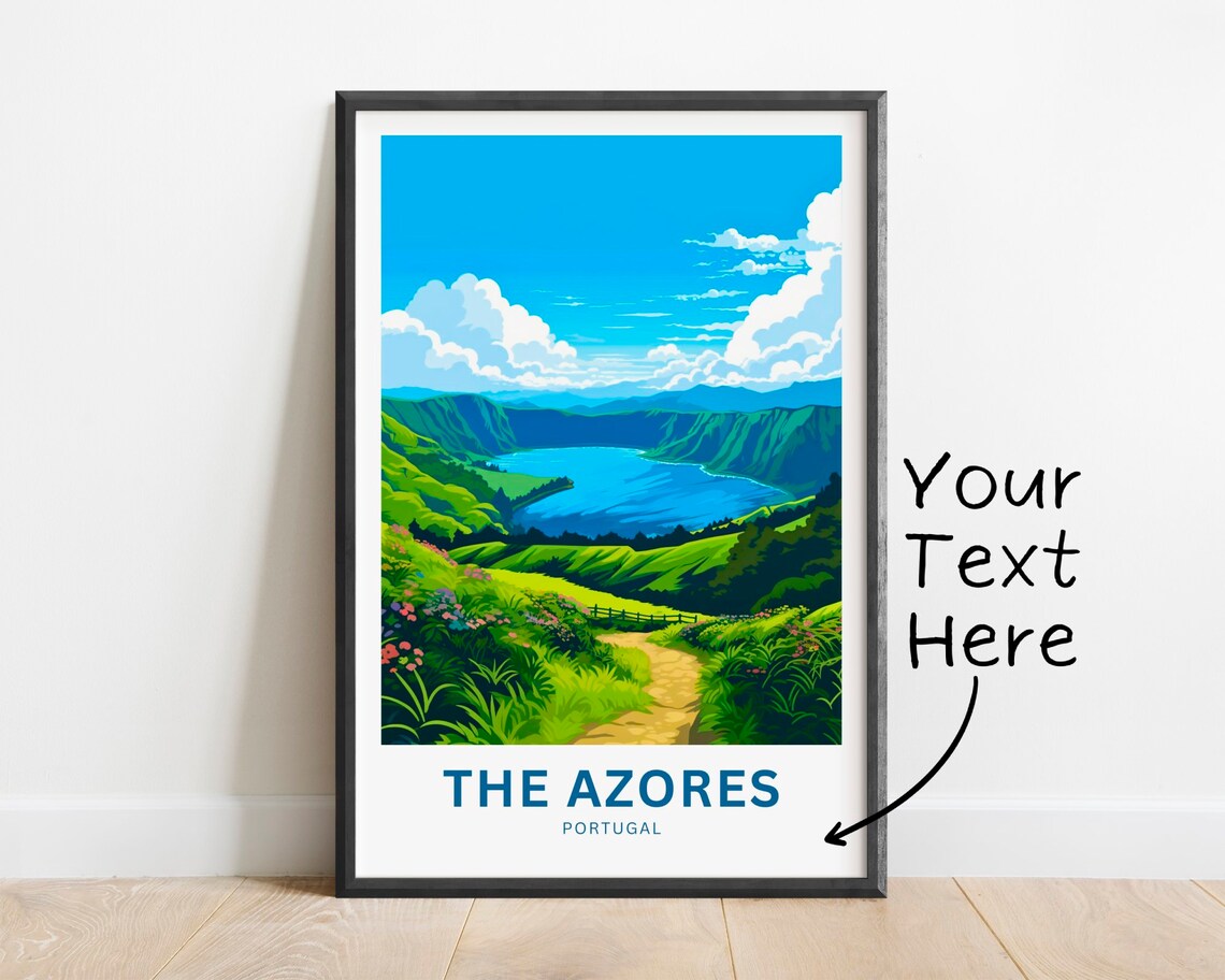 Personalized Azores Travel Poster, Portugal Wall Art