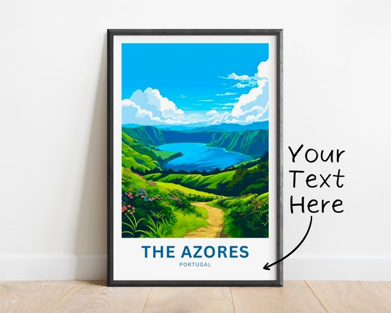 Personalized Azores Travel Poster, Portugal Wall Art