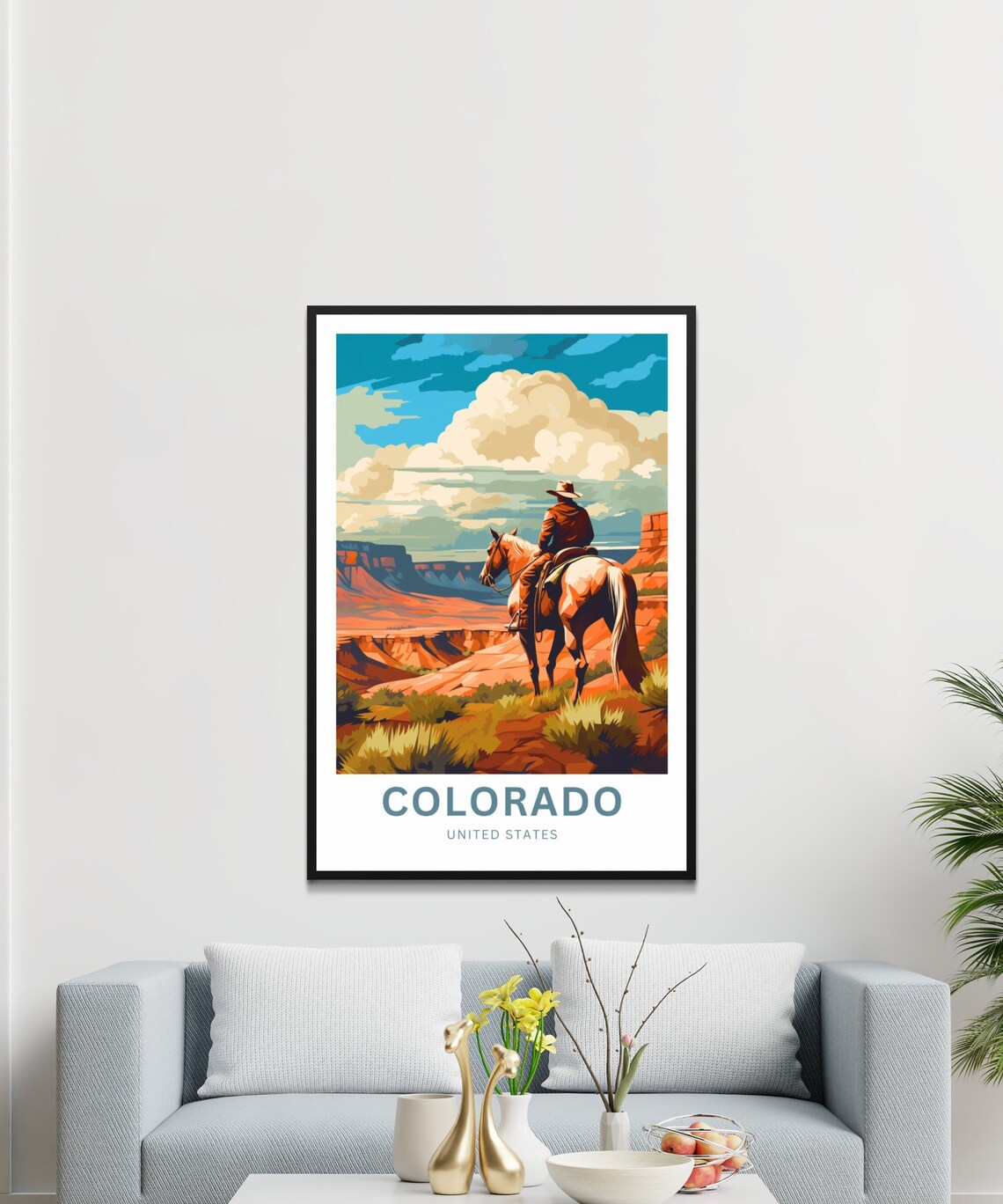 Personalized Colorado Cowboy Horseback Red Rock Canyon Travel Poster - Image 3