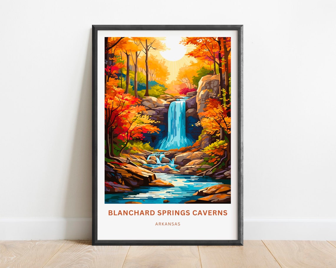 Personalized Blanchard Springs Caverns Arkansas Falls Travel Poster