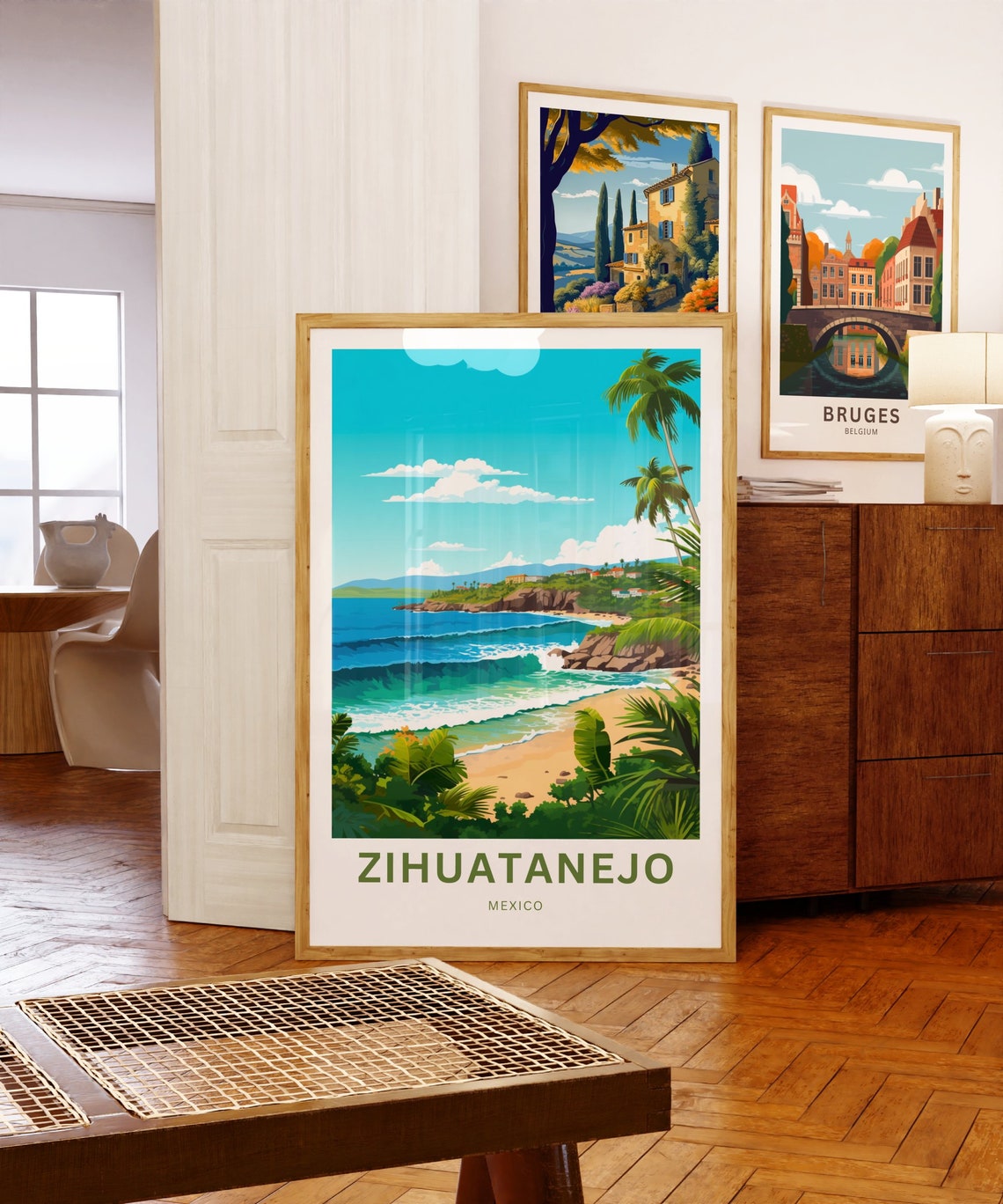 Personalized Zihuatanejo Mexico Beach Waves Custom Text Poster - Image 5