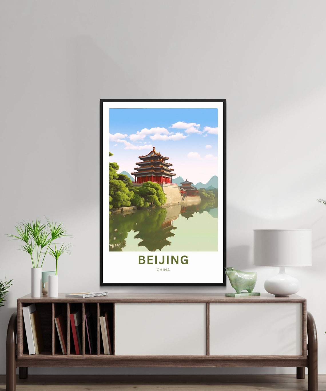 Personalized Beijing China Red Palace Lake Reflection Travel Poster - Image 2