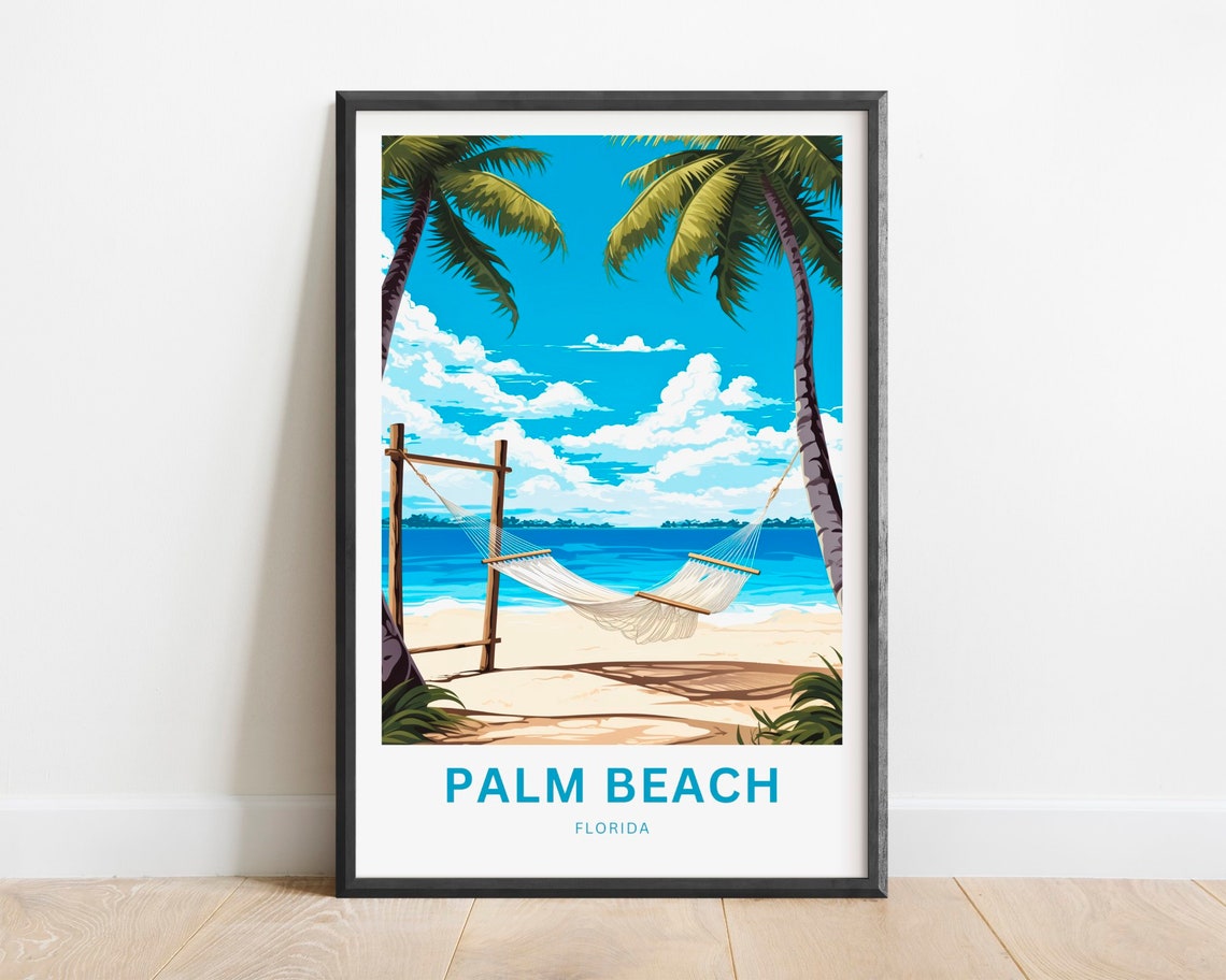 Palm Beach Florida Hammock Palm Trees Ocean View Scene Poster
