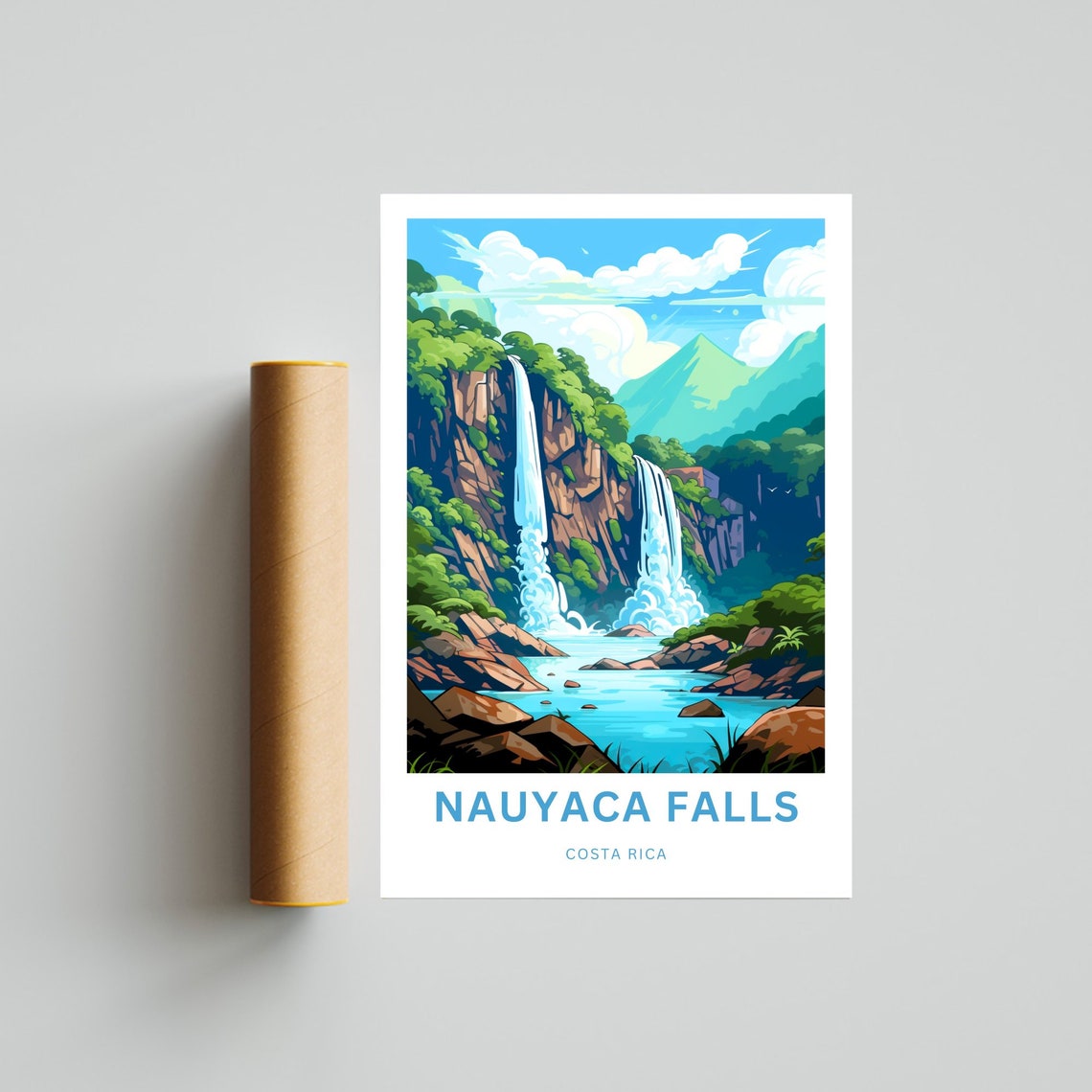 Nauyaca Falls Costa Rica Twin Cascade Turquoise Pool Travel Poster - Image 4