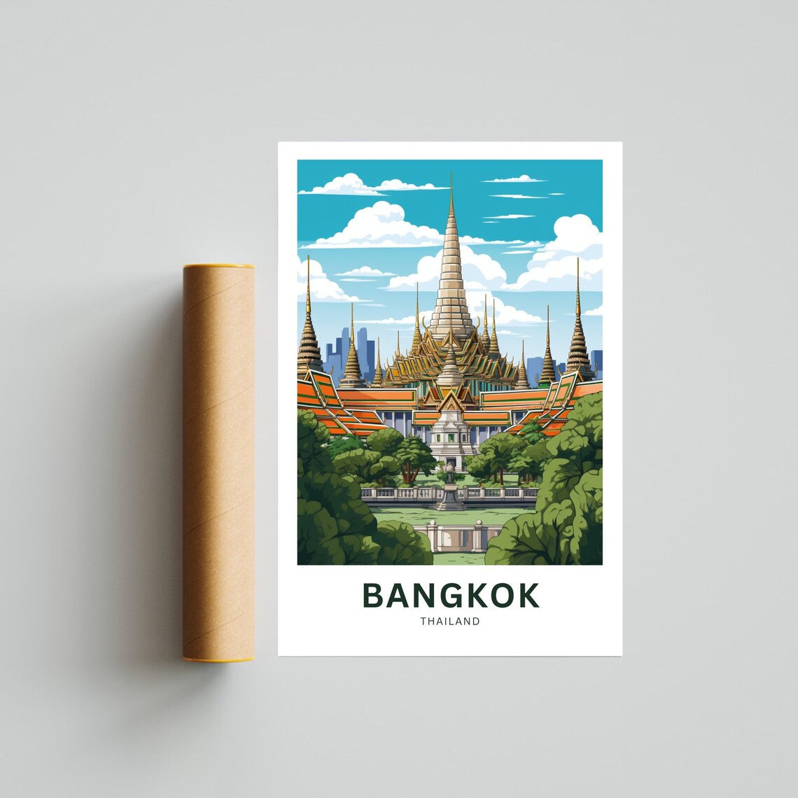 Bangkok Grand Palace Temple Golden Spires Thailand Travel Poster - Image 4