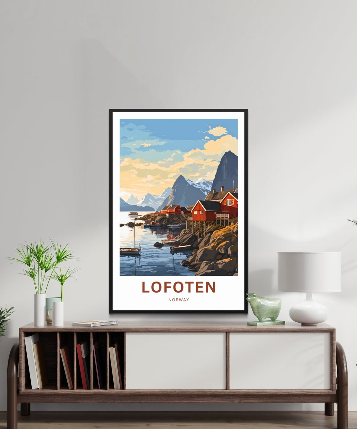 Lofoten Norway Red Cabins Harbor Boats Sunset Personalized Poster - Image 2