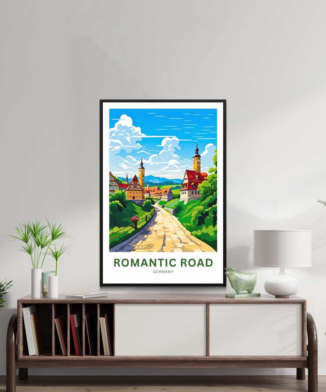 Romantic Road Germany Medieval Village Cobblestone Travel Poster - Image 3