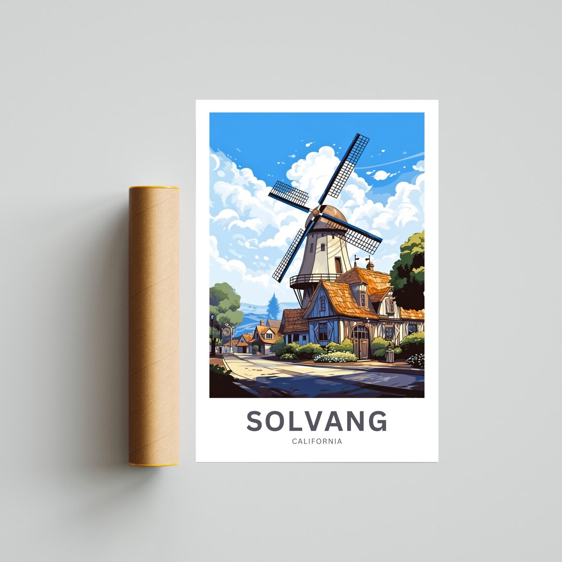 Personalized Solvang Travel Print, California Poster - Image 4