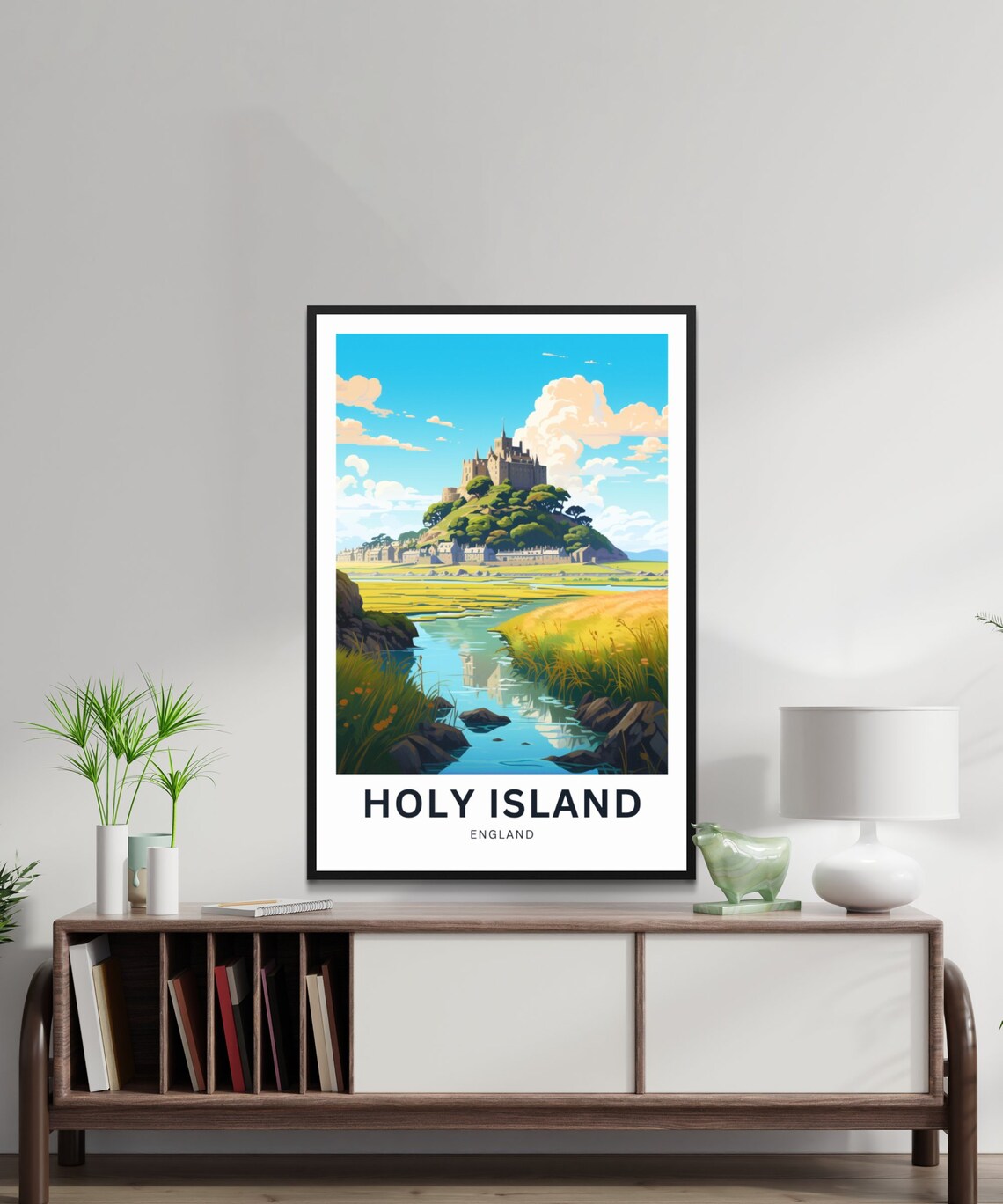 Holy Island England Lindisfarne Castle Hill Personalized Travel Poster - Image 2