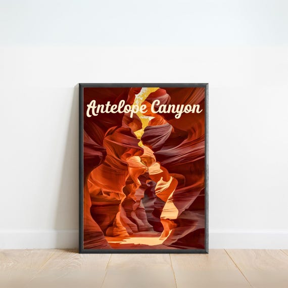 Antelope Canyon Vintage Travel Poster Antelope Canyon Print Arizona Wall Art Framed Present Gift Arizona Present