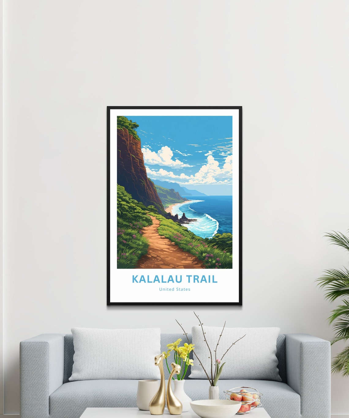 Kalalau Trail Hawaii Dramatic Sea Cliff Ocean Hiking Art Poster - Image 3