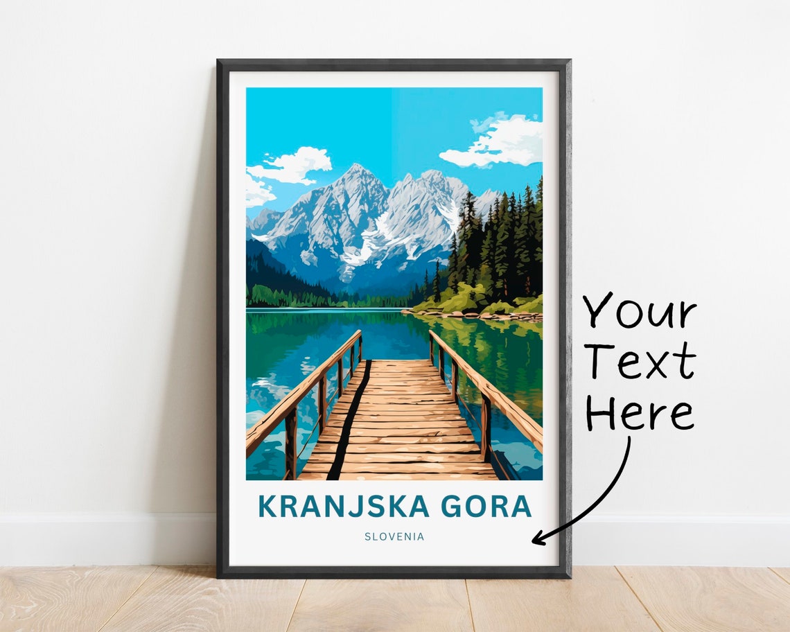 Personalized Kranjska Gora Slovenia Wooden Dock Lake Travel Poster