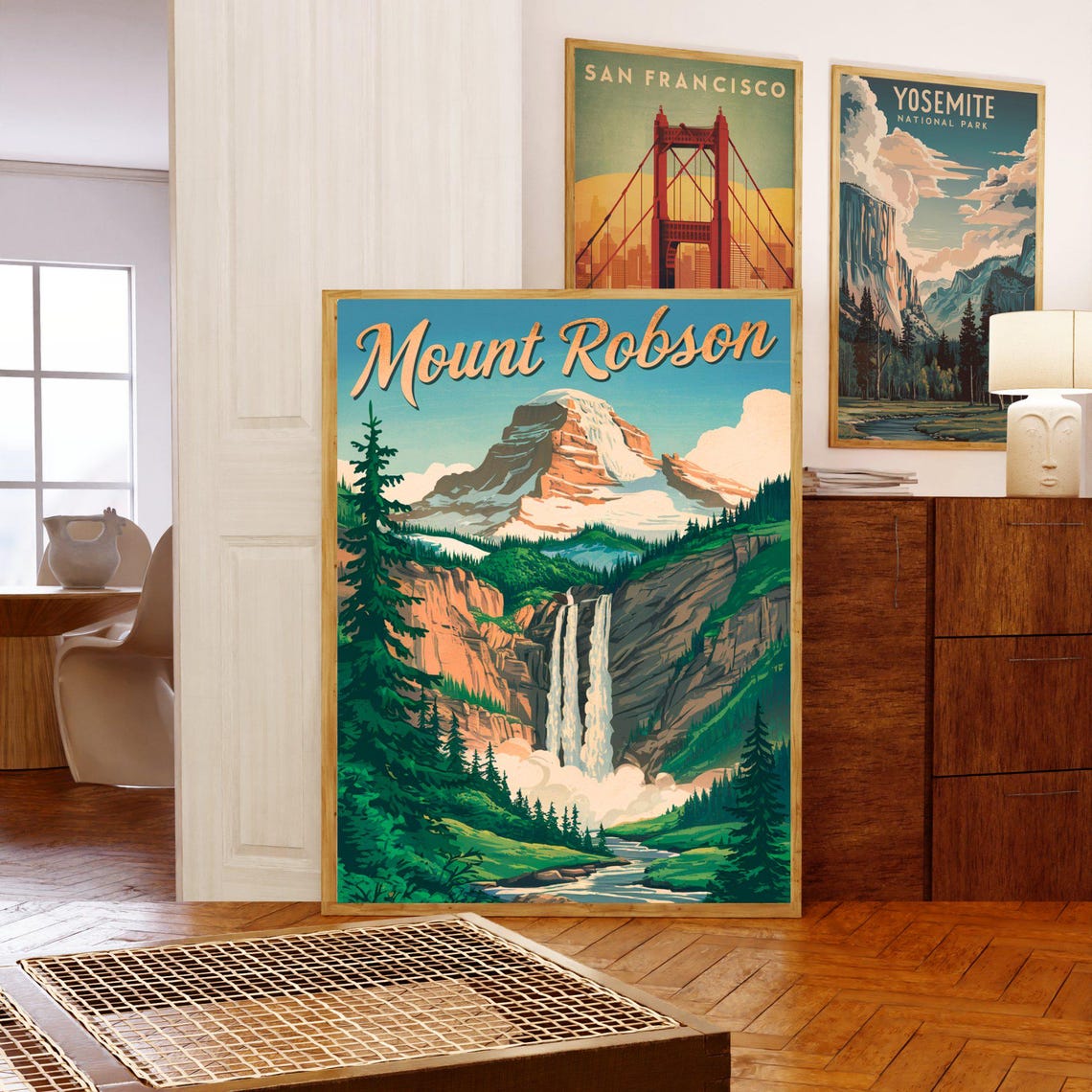 Mount Robson Canada Snowy Peak Waterfalls Retro Travel Poster Art - Image 5