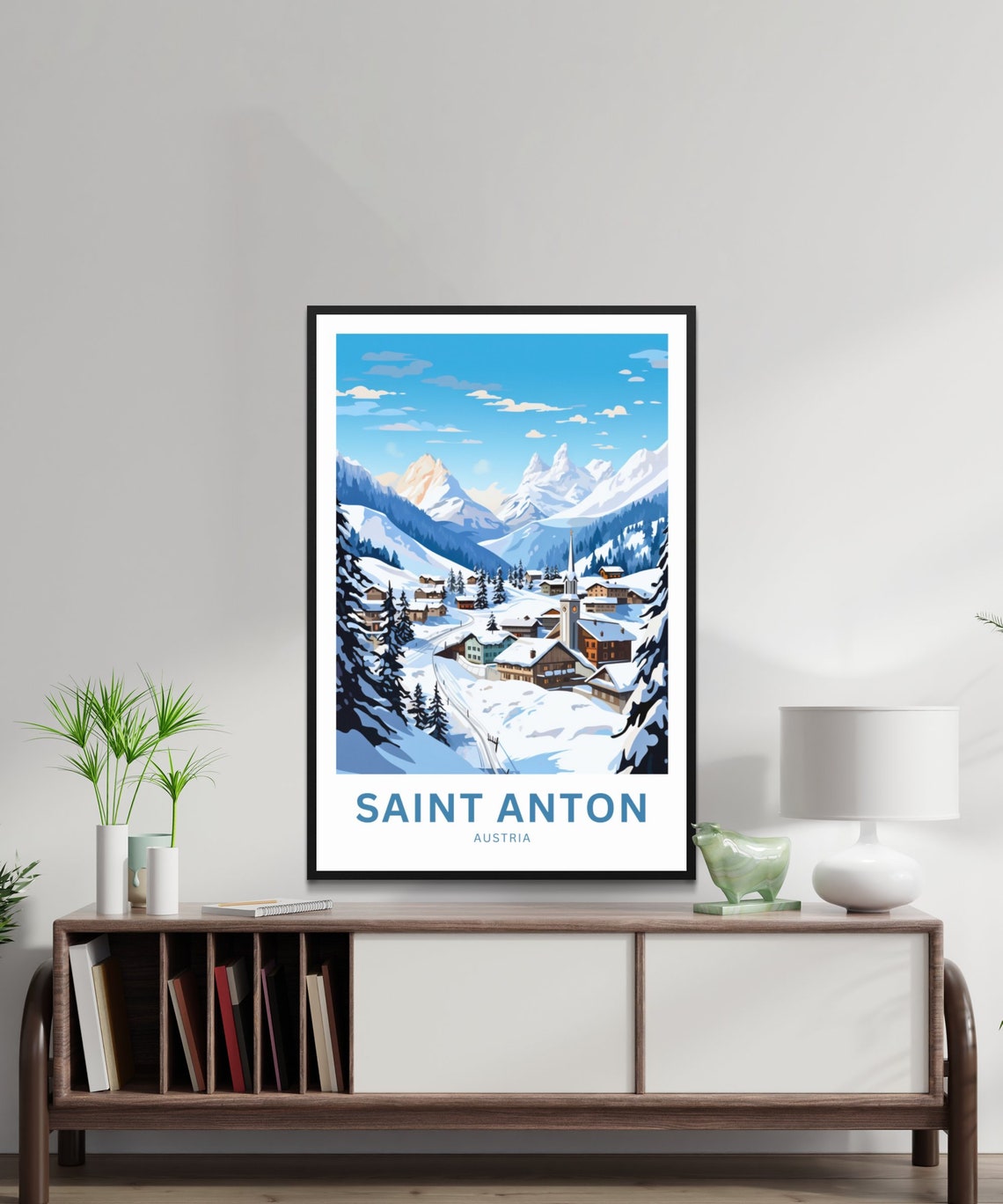 Saint Anton Austria Alpine Ski Village Snow Personalized Poster - Image 3