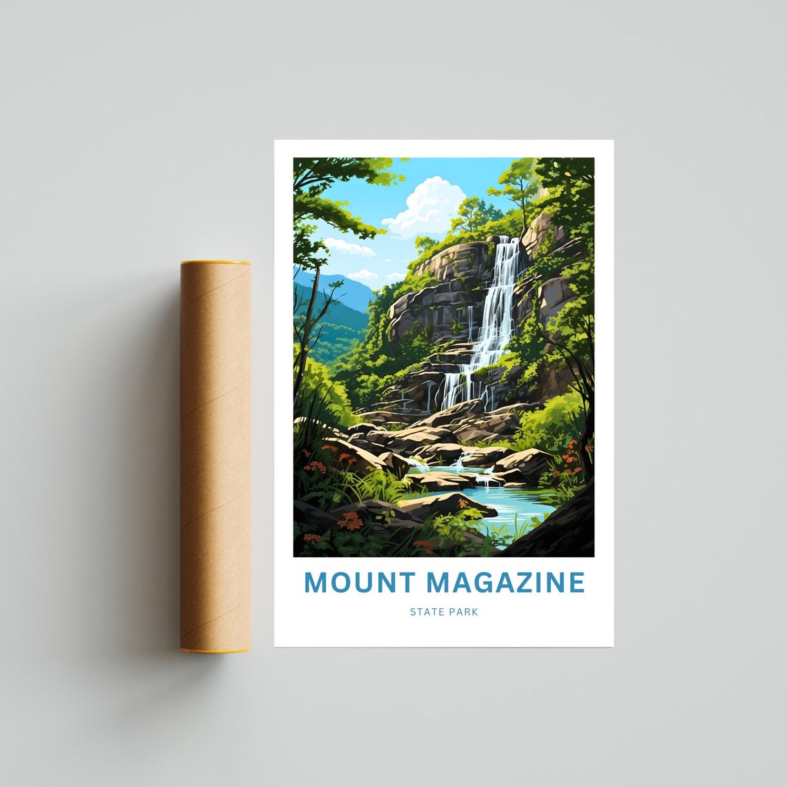 Mount Magazine State Park Tall Falls Wildflower Travel Poster - Image 4