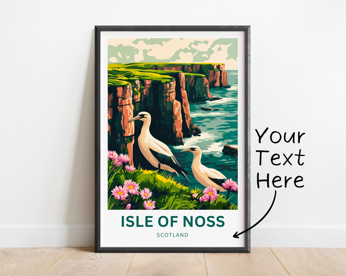 Isle of Noss Scotland Gannets Among Wildflowers Personalized Poster