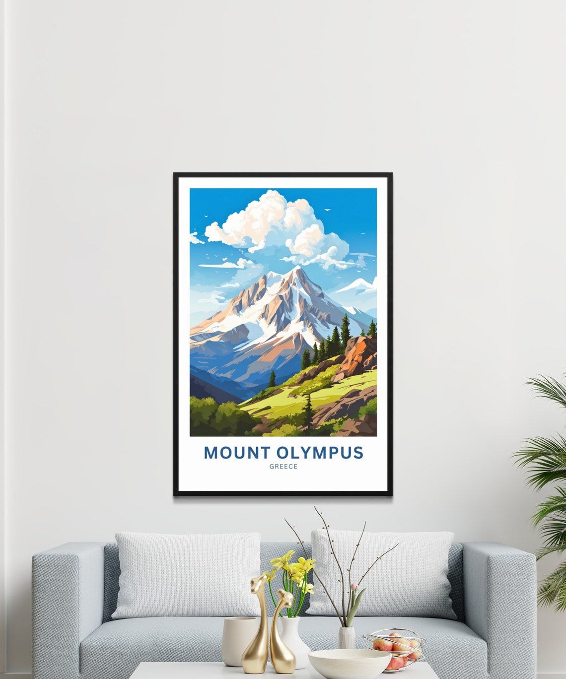 Mount Olympus Greece Snowy Alpine Peak Meadow Vintage Travel Poster - Image 2
