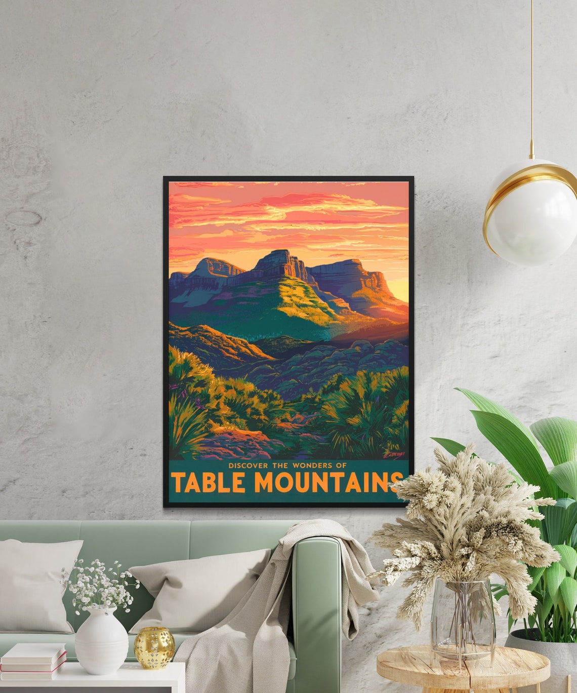 Table Mountains Discover Wonders Desert Sunset Mesas Vintage Poster - Image 3