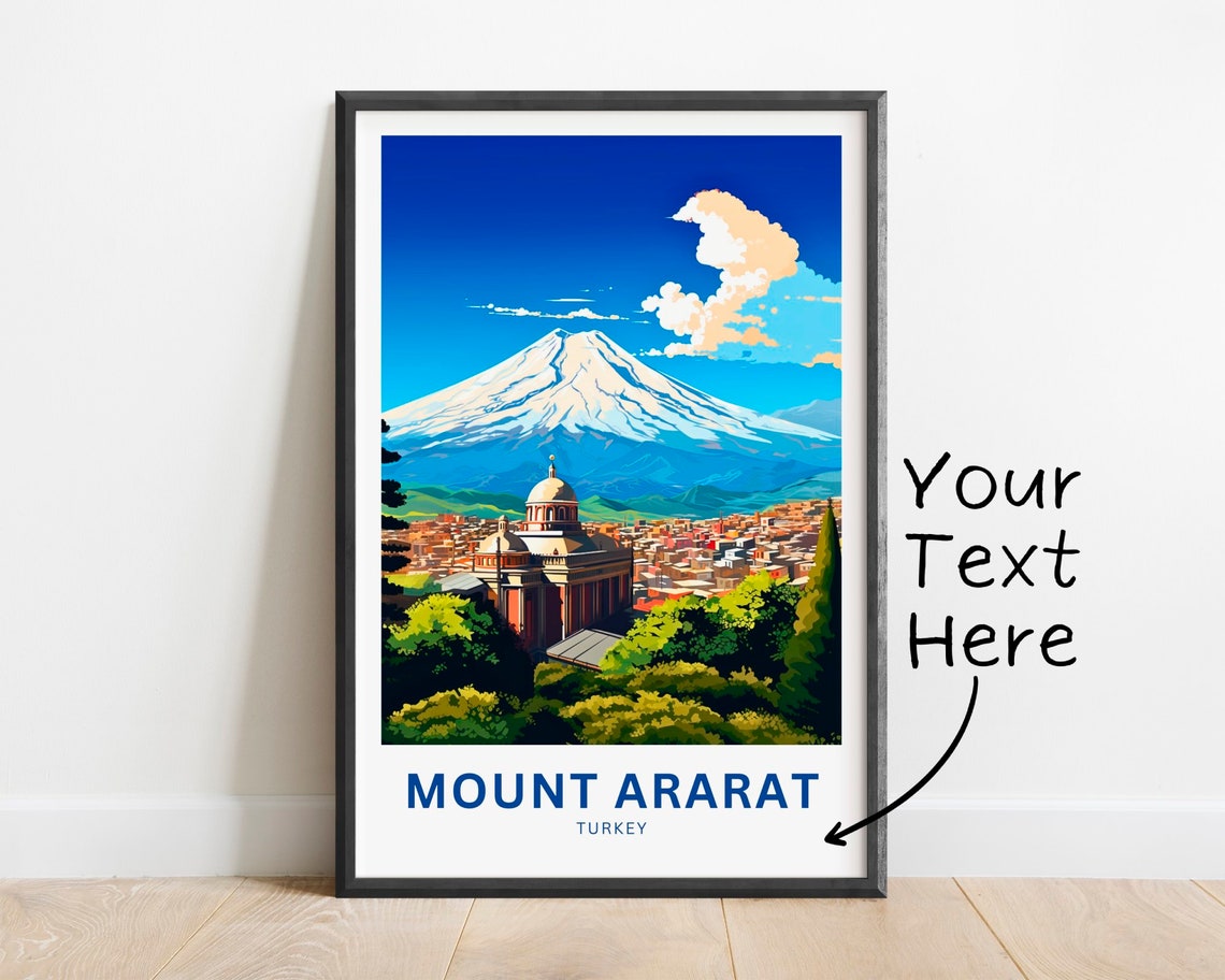 Mount Ararat Personalized Snow Capped Volcano City View Poster
