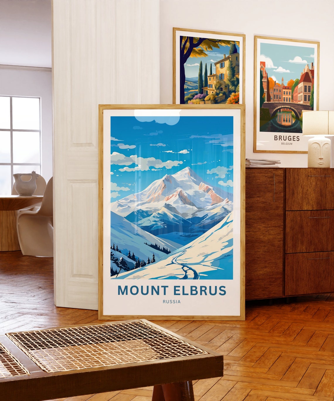 Mount Elbrus Russia Snow Covered Peak Alpine Winter Travel Poster - Image 5
