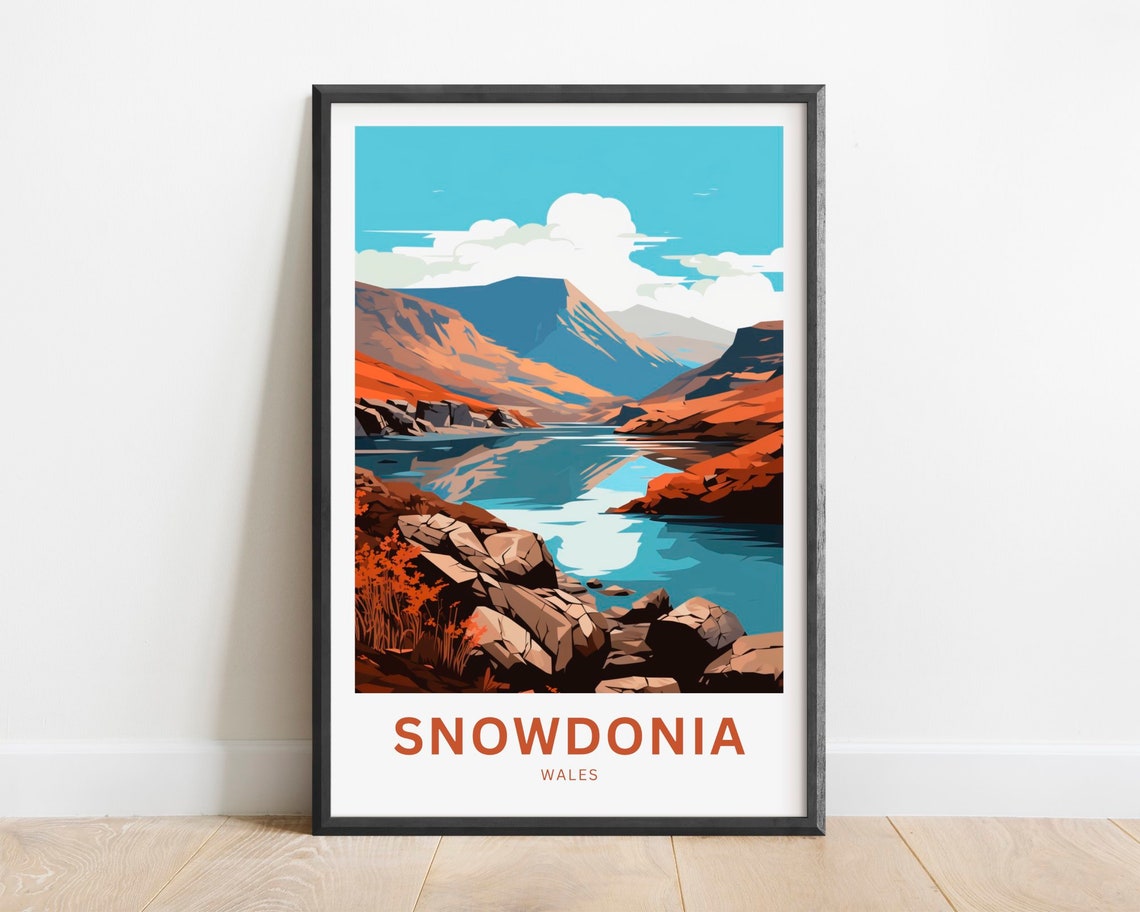 Snowdonia Wales Autumn Valley Lake Mountain Reflection Poster