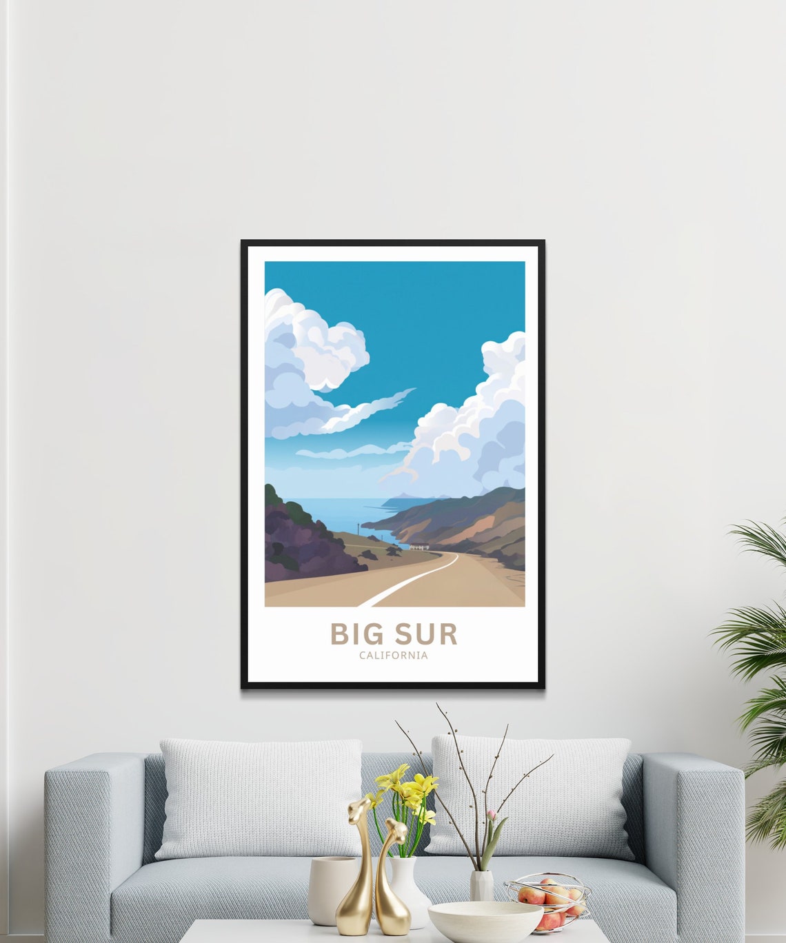 Big Sur California Coastal Road Rolling Hills Ocean View Poster - Image 3