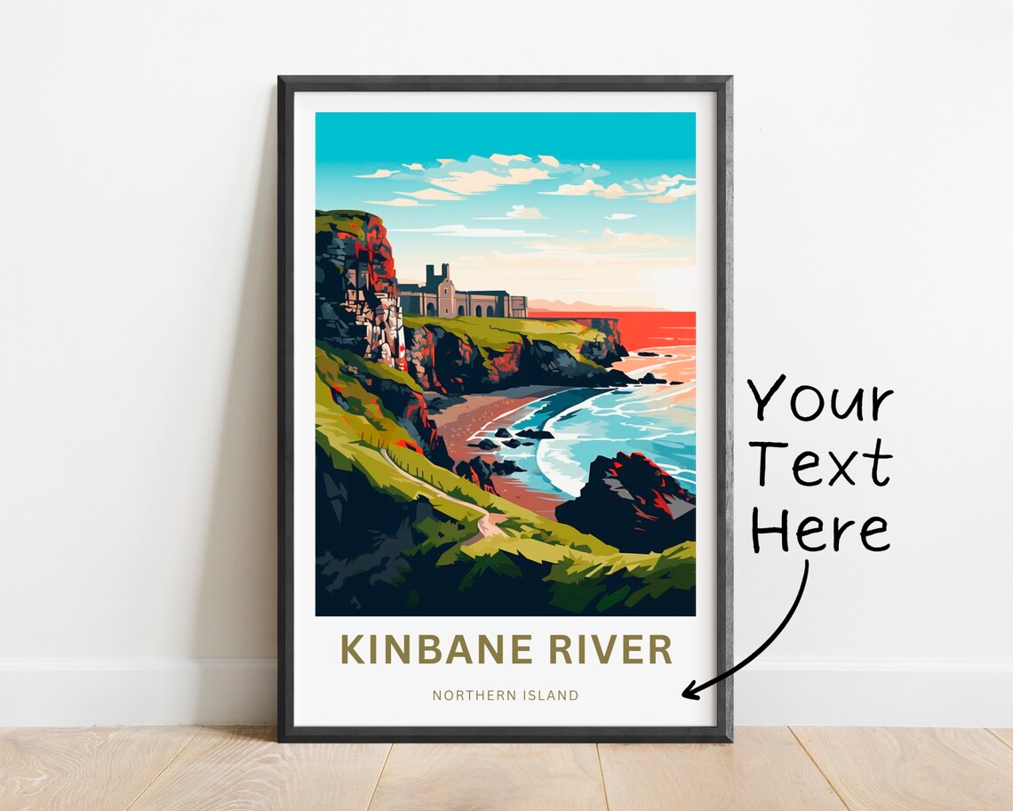 Personalized Kinbane River Castle Cove Sunset Custom Travel Poster
