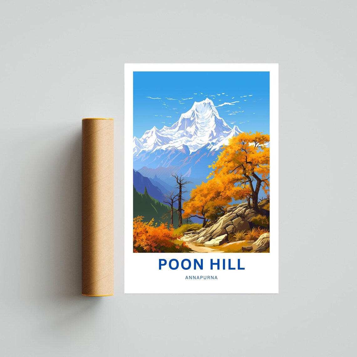 Poon Hill Annapurna Nepal Autumn Peaks Golden Trees Travel Poster - Image 4