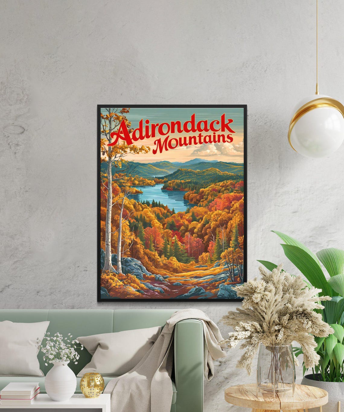 Adirondack Mountains Vintage Poster with Birch Trees and Lake View - Image 3