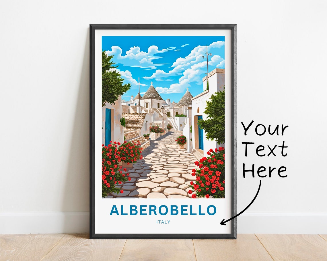 Personalized Alberobello Italy White Trulli Lane Gift Poster