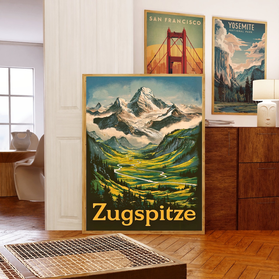 Zugspitze Bavarian Alps Mountain Valley Vintage Travel Poster - Image 5