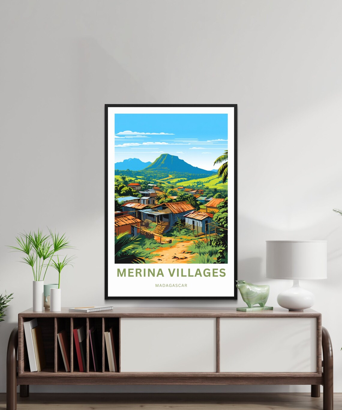 Merina Villages Madagascar Red Roof Village Mountain Travel Poster - Image 2