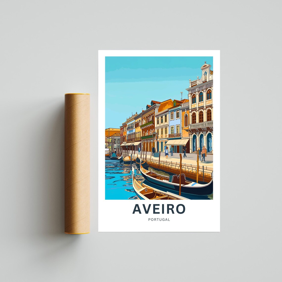Aveiro Portugal Canal Colorful Houses Gondolas Retro Travel Poster - Image 4