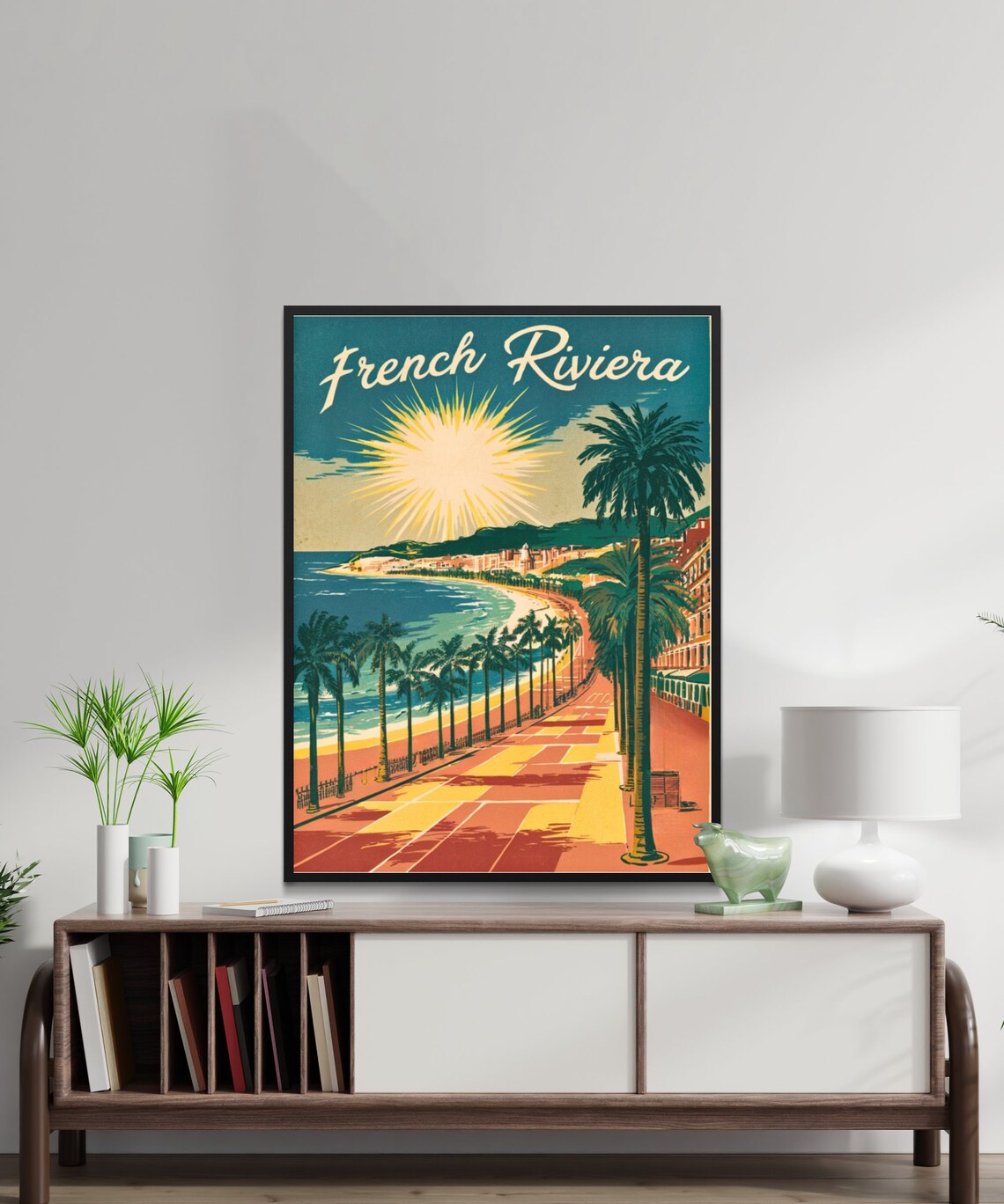 French Riviera Sunburst Promenade Palm Beach Retro Vintage Poster - Image 3