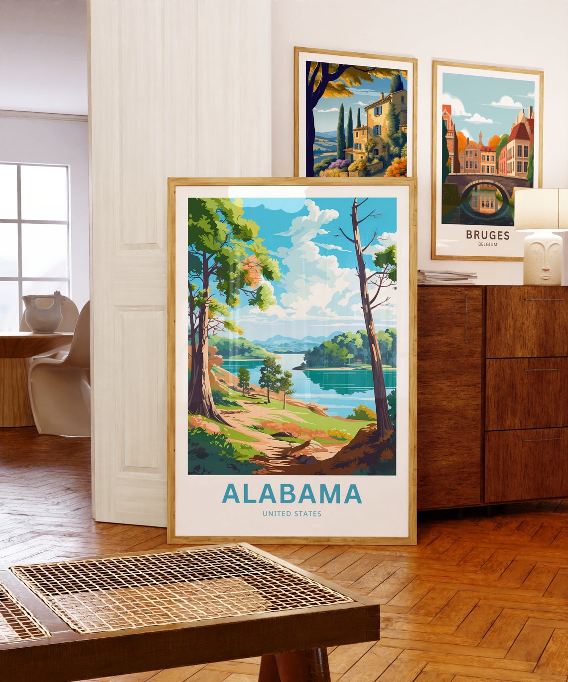 Alabama Personalized Travel Poster River Trees Custom Text Gift - Image 5