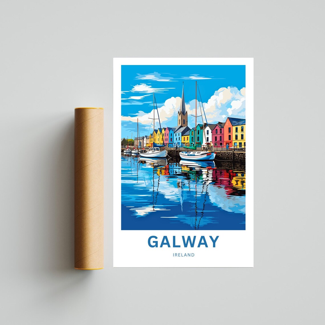 Personalized Galway Ireland Harbor Sailboats Travel Poster Custom Gift - Image 4