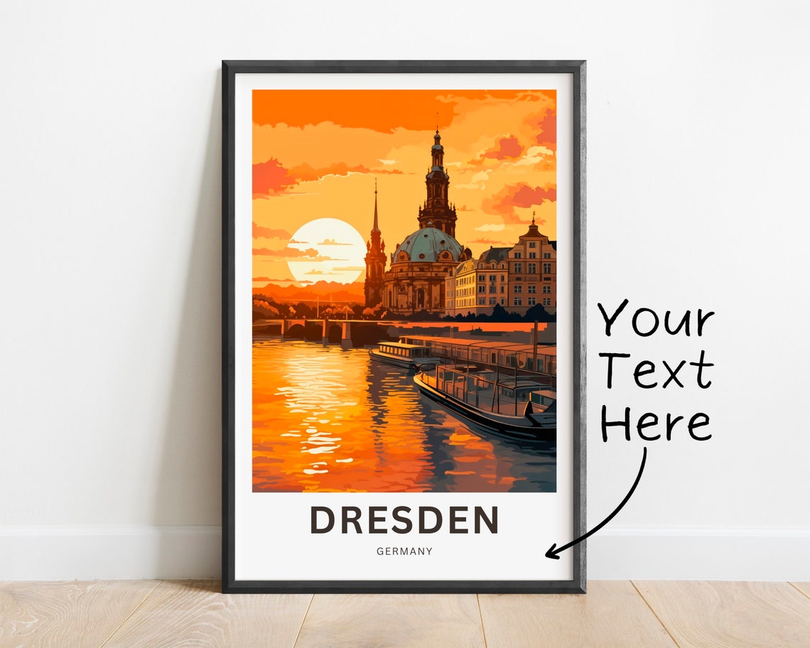 Personalized Dresden Germany River Sunset Custom Text Poster