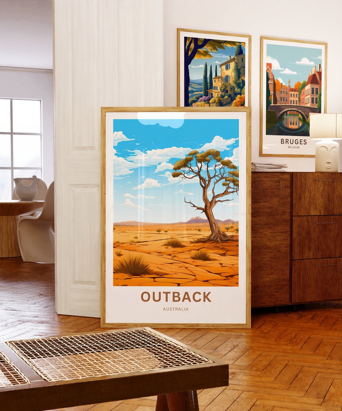 Australia Outback Lone Tree Red Desert Personalized Travel Poster Art - Image 5