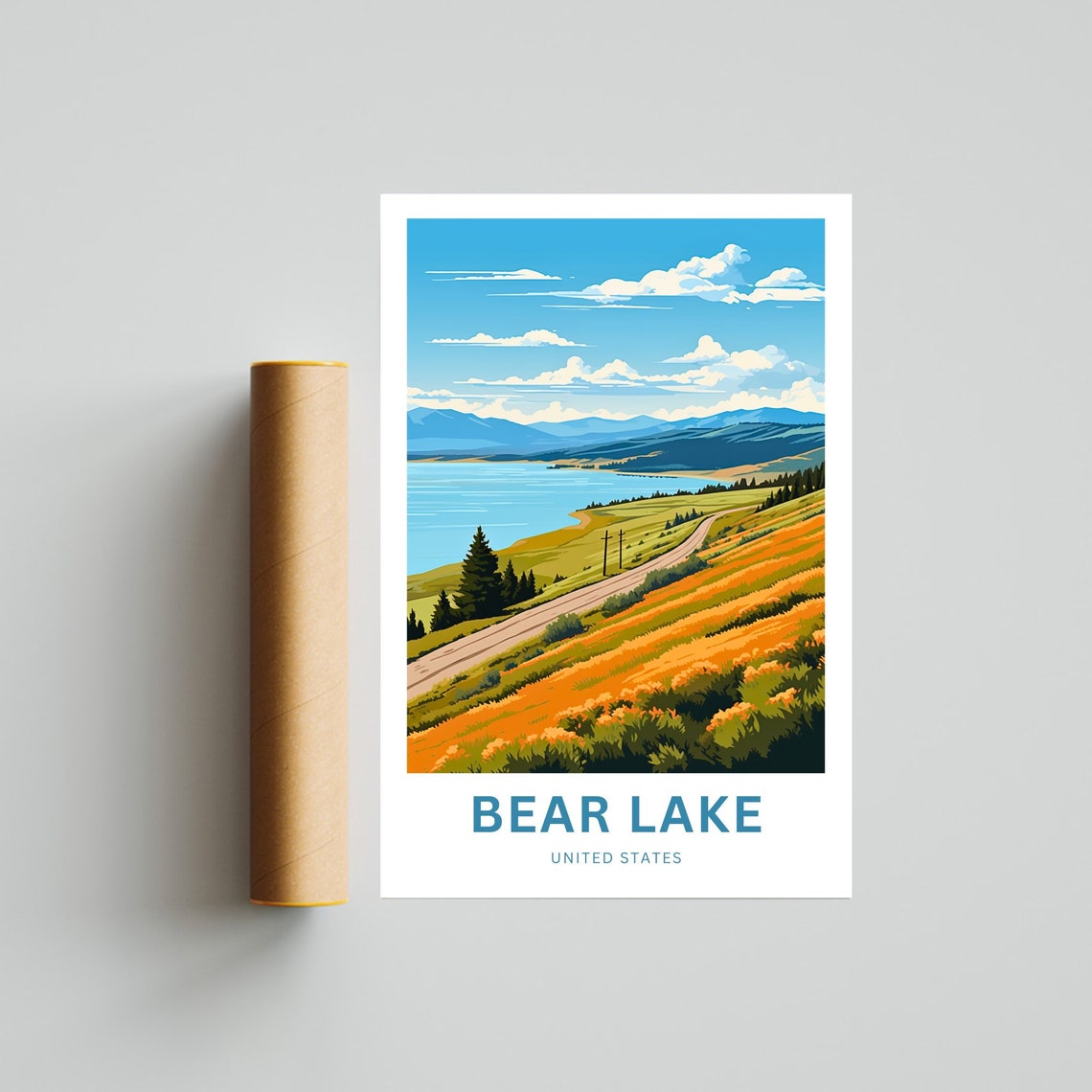 Personalized Bear Lake Travel Print Bear Lake Poster United States Wall Art Framed Present Gift United States Present - Image 4