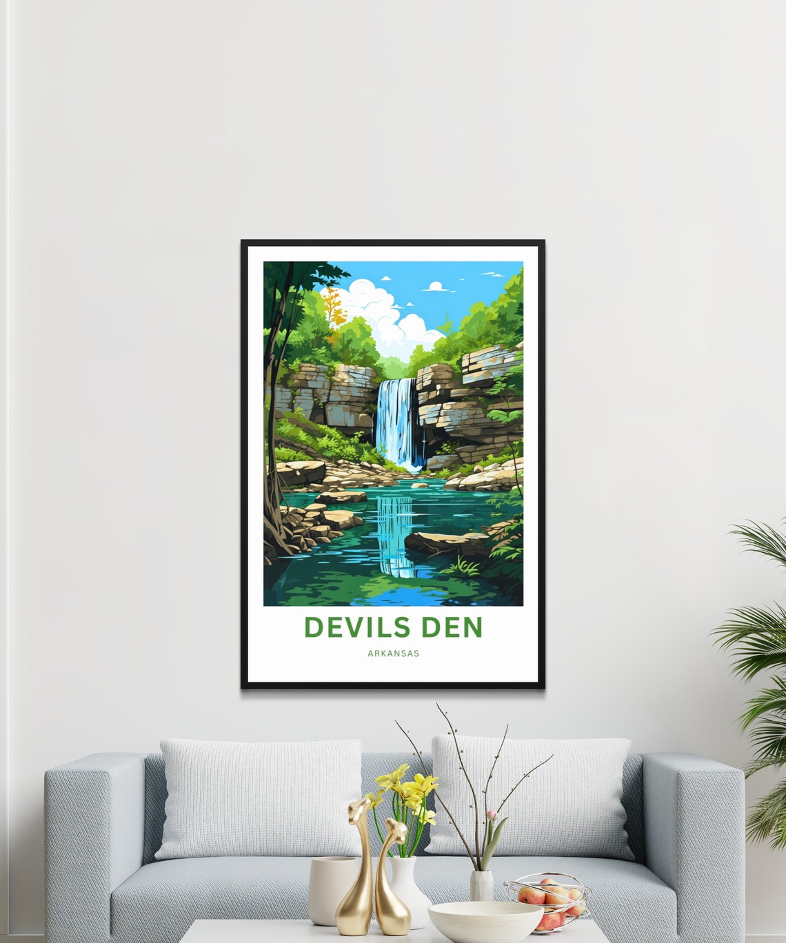 Devils Den Arkansas Waterfall Reflection Serene Travel Art Poster - Image 3