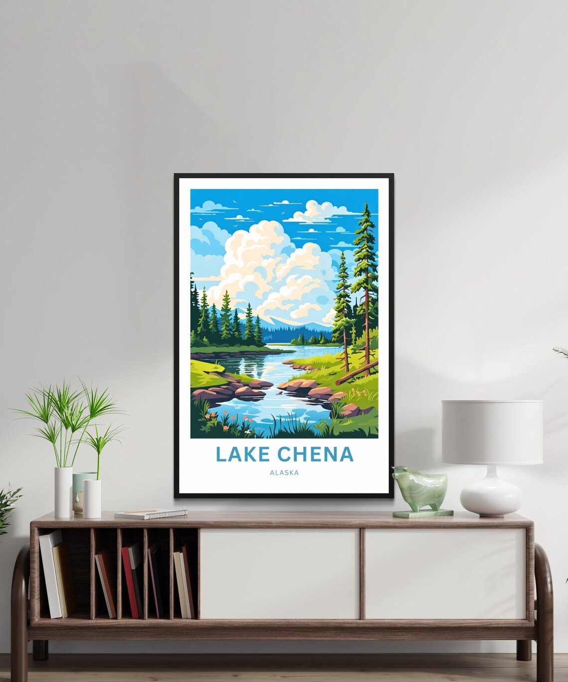 Personalized Lake Chena Alaska Forest Creek Stream View Poster - Image 2