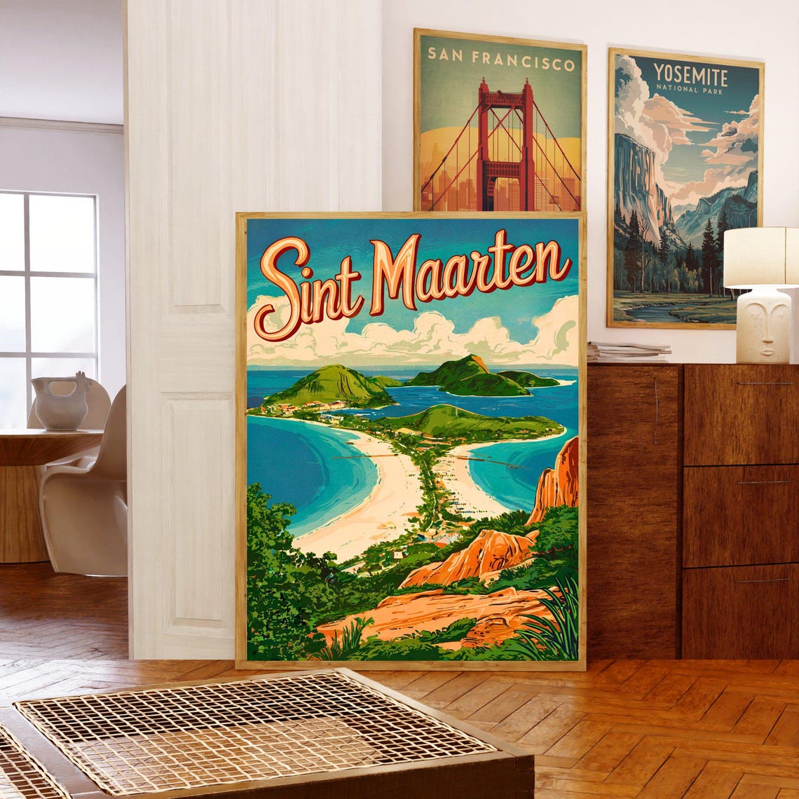 Sint Maarten Vintage Travel Poster Sint Maarten Print Caribbean Wall Art Framed Present Gift Caribbean Present - Image 5