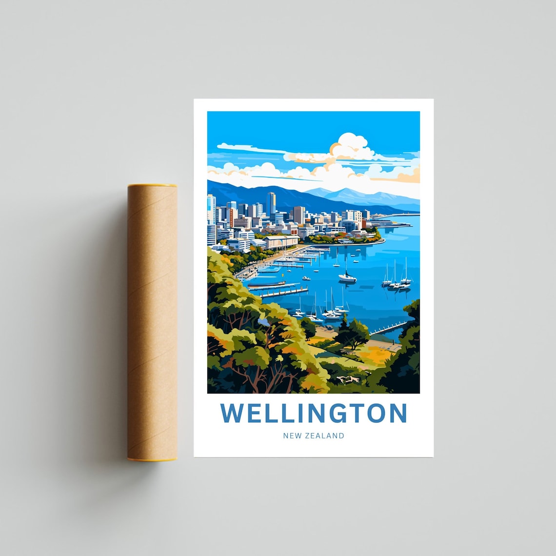 Wellington New Zealand Marina Sailboats Waterfront City Poster - Image 4